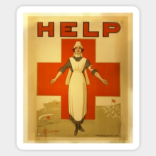 Nurse Help World War Vintage Poster Sticker